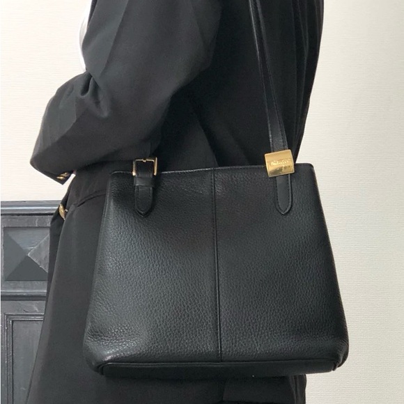 Burberry Handbags - Burberry Black Leather Shoulder Bag with Gold Hardware